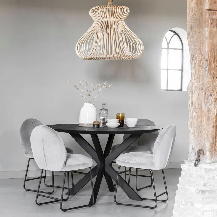 DTP Home Ronde Eettafel 'Shape' Teakhout, 130cm, kleur Zwart afbeelding 1