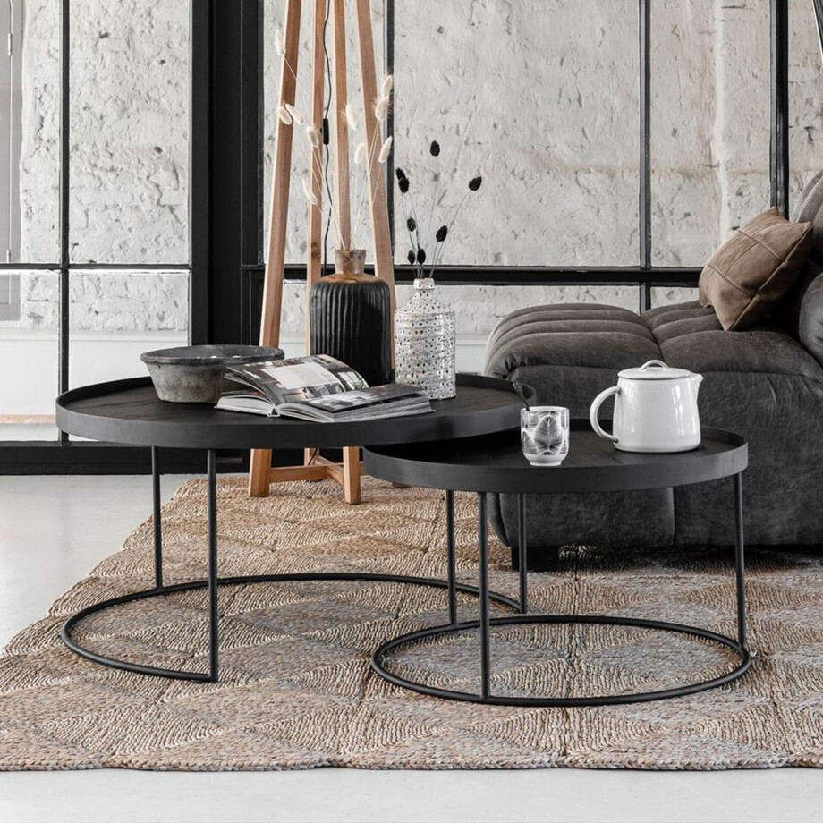 DTP Home Salontafel 'Mercurius' Teakhout, Set van 2 stuks, kleur Zwart DTP Home Salontafel 'Mercurius' Teakhout, Set van 2 stuks, kleur Zwart afbeelding 1