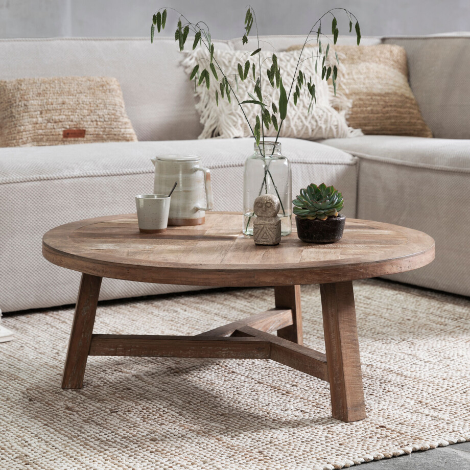 DTP Home Ronde Salontafel 'Monastery' Teakhout, 90cm DTP Home Ronde Salontafel 'Monastery' Teakhout, 90cm afbeelding 1