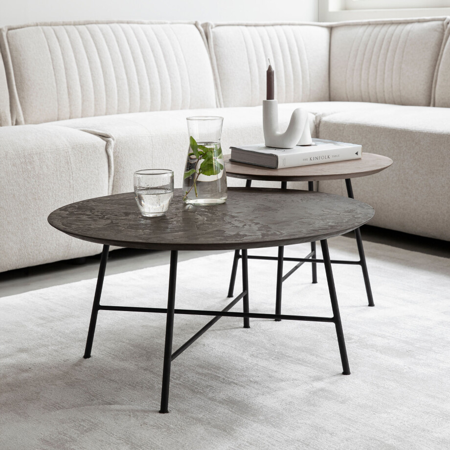 DTP Home Salontafel 'Delta' Betonlook, Set van 2 stuks, kleur Bruin/Zwart DTP Home Salontafel 'Delta' Betonlook, Set van 2 stuks, kleur Bruin/Zwart afbeelding 1
