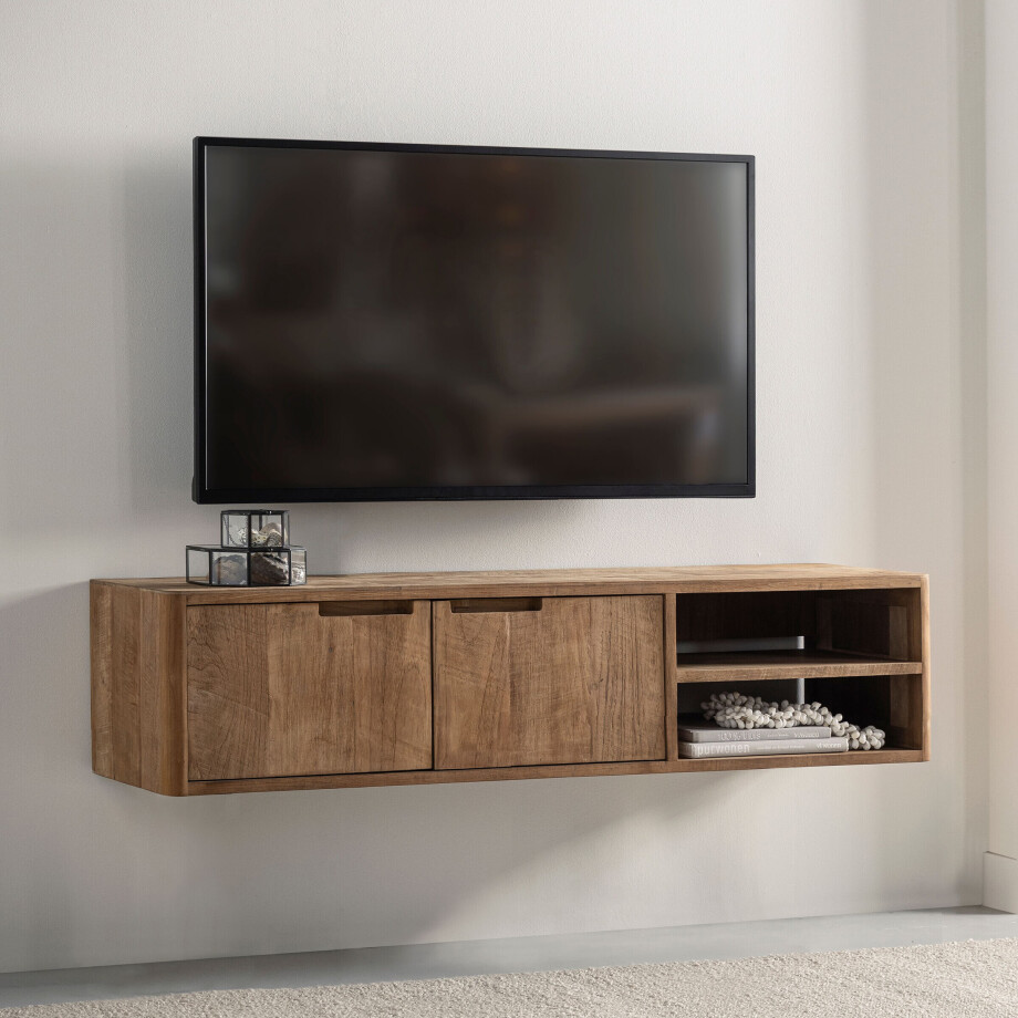 DTP Home Zwevend TV-meubel 'Bliss' Teakhout, 130cm afbeelding 