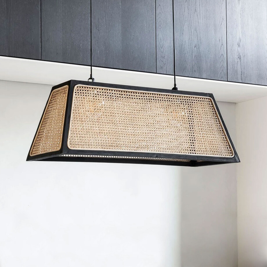 MUST Living Hanglamp 'Raffles' Rotan en teakhout, 100cm afbeelding 1