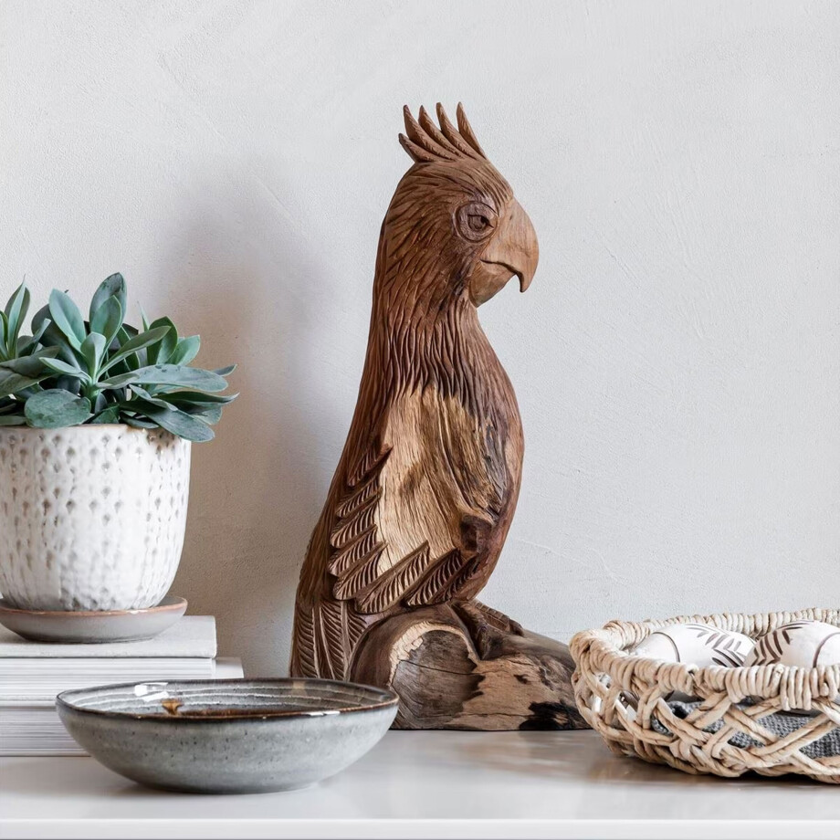 MUST Living Decoratie 'Rio' Papegaai, Teakhout afbeelding 1