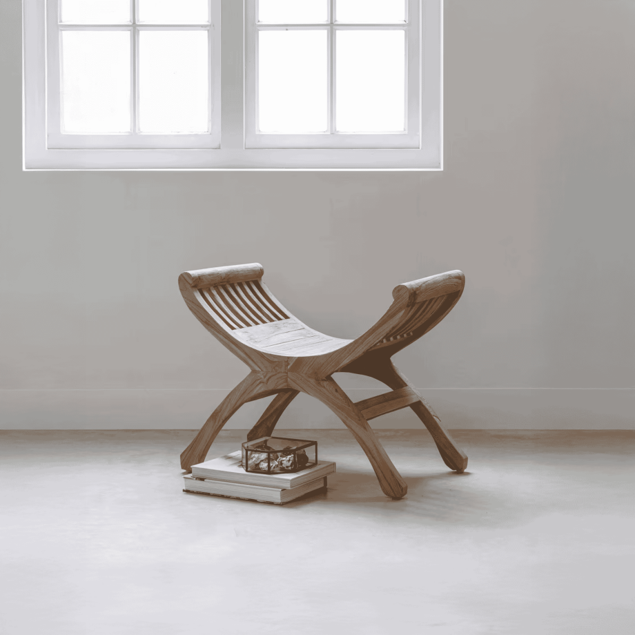 MUST Living Kruk 'Cleopatra' Teakhout, 53cm afbeelding 