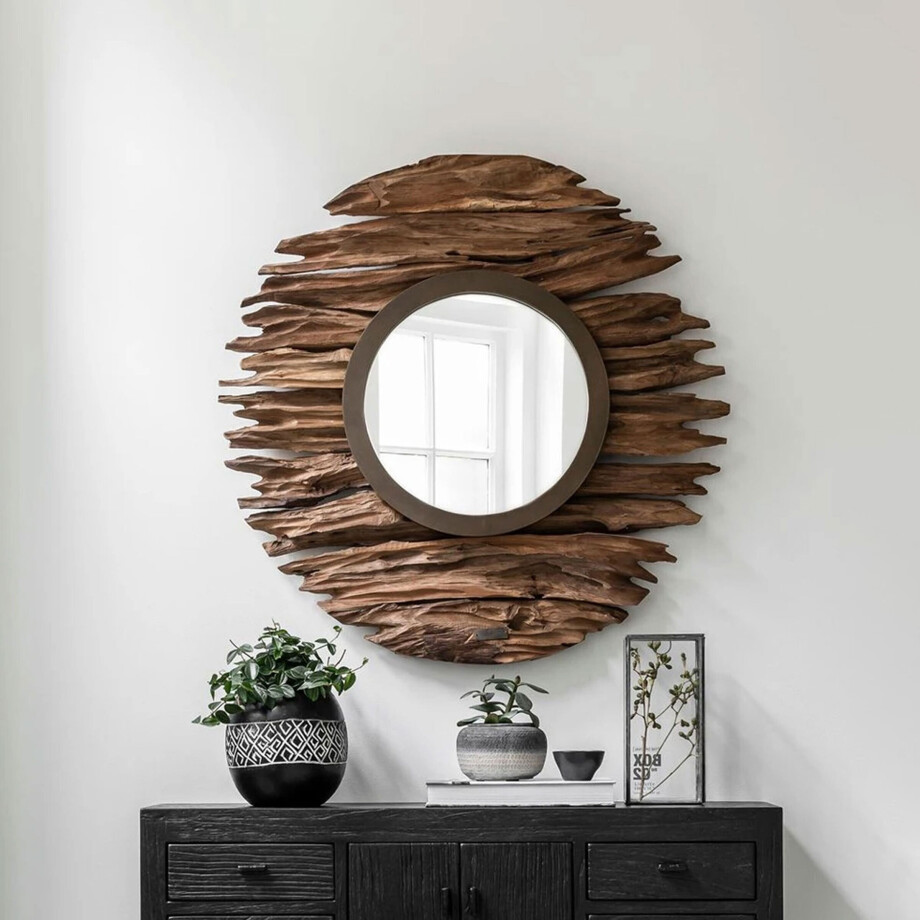 MUST Living Spiegel 'Pure' Teakhout, 85cm MUST Living Spiegel 'Pure' Teakhout, 85cm afbeelding 1