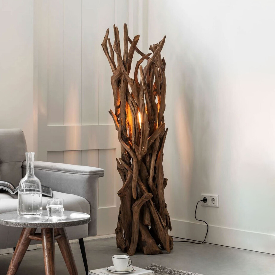 MUST Living Vloerlamp 'Spot' Teakhout, kleur Naturel afbeelding 1