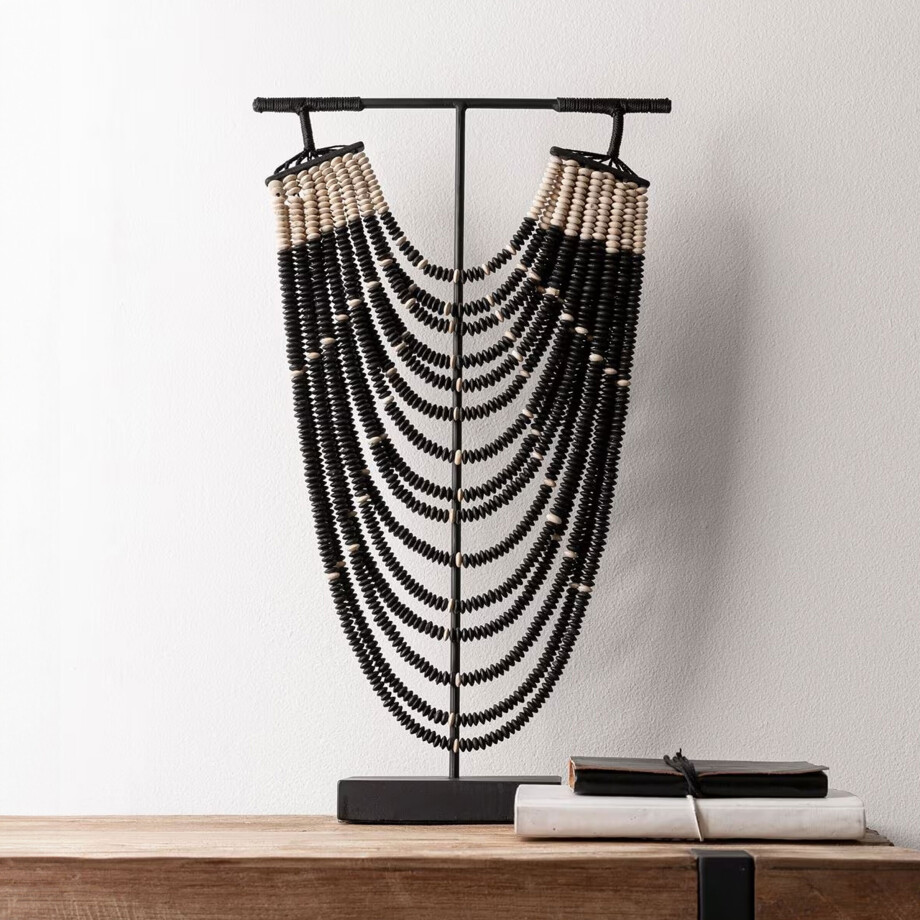 MUST Living Ornament 'Magic Black' Houten kralen, 51cm hoog afbeelding 