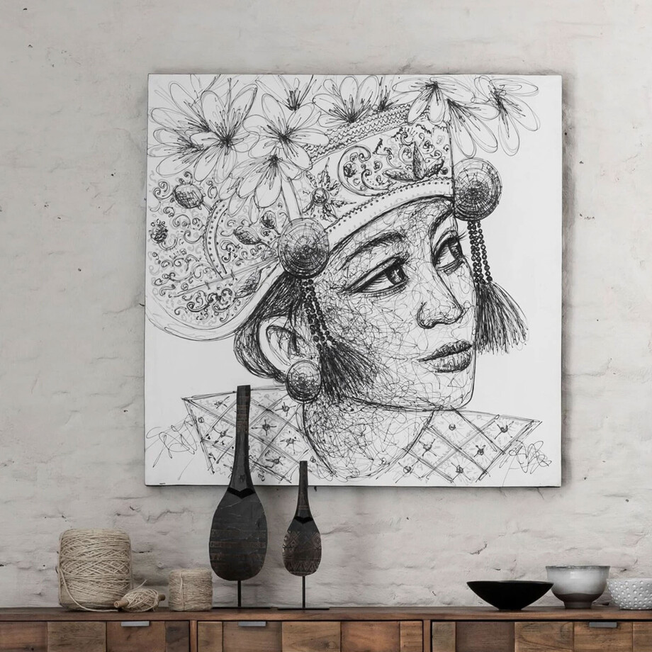 MUST Living Wandpaneel 'Balinese Girl Kadek' 100 x 100cm afbeelding 1