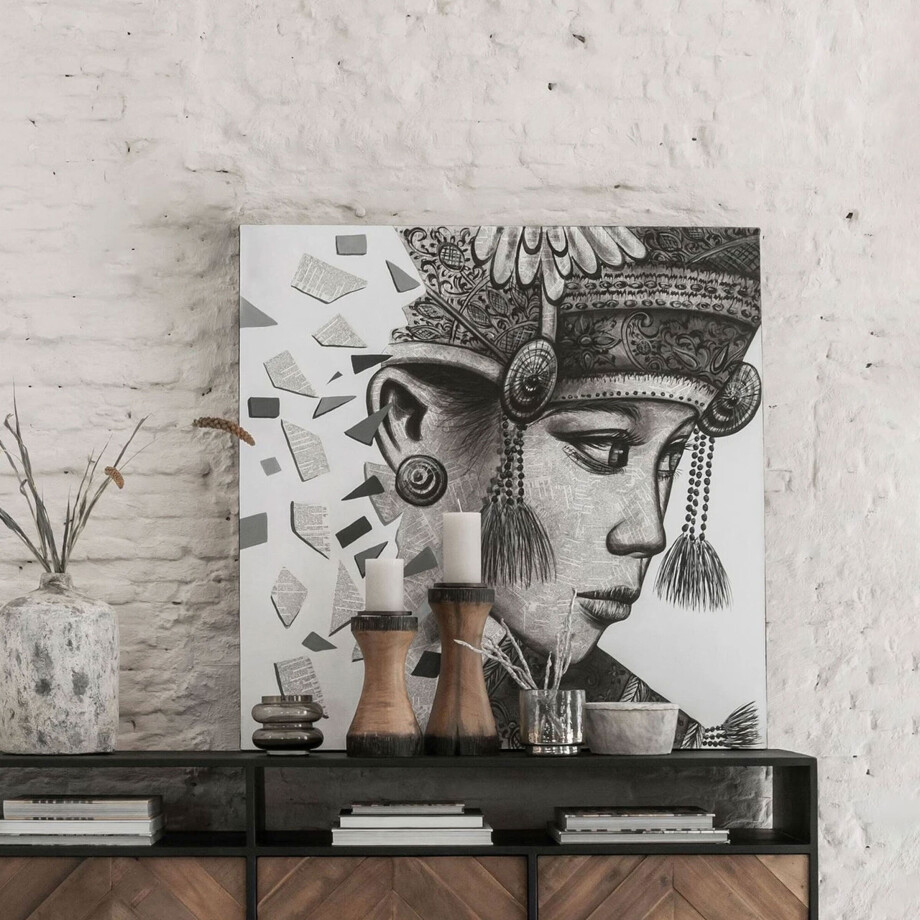 MUST Living Wandpaneel 'Balinese girl Ketut' 100 x 100cm afbeelding 1