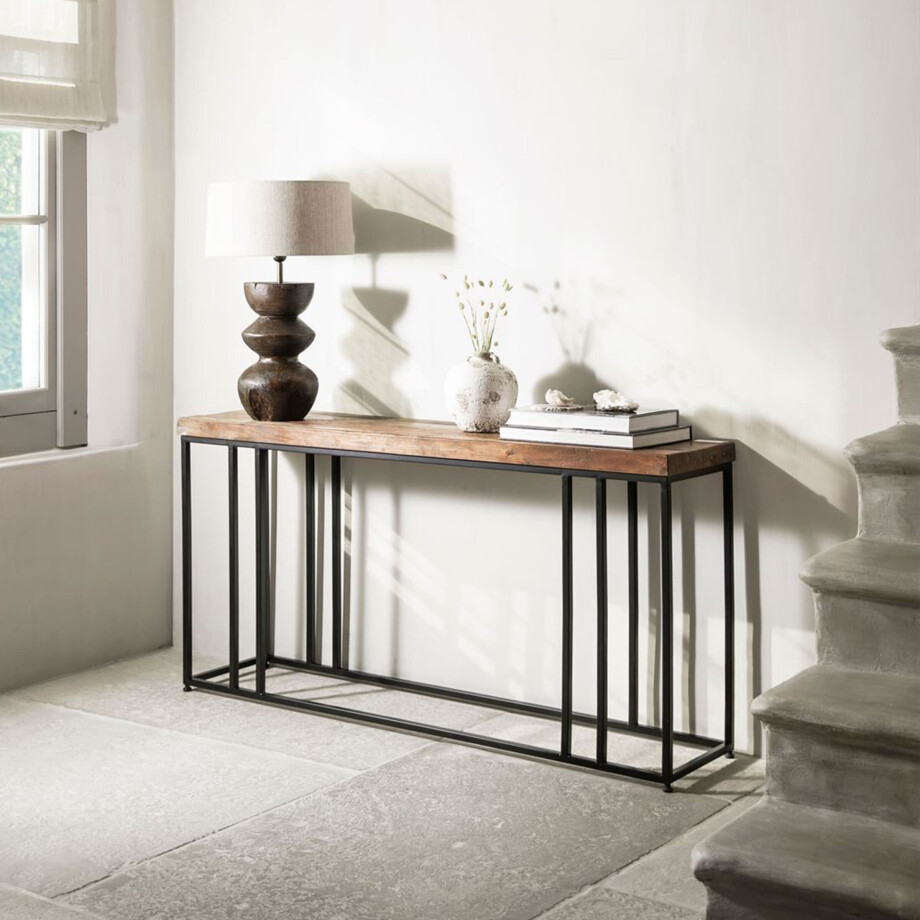 DTP Home Sidetable 'Timber' Hout en staal, 120cm afbeelding 1