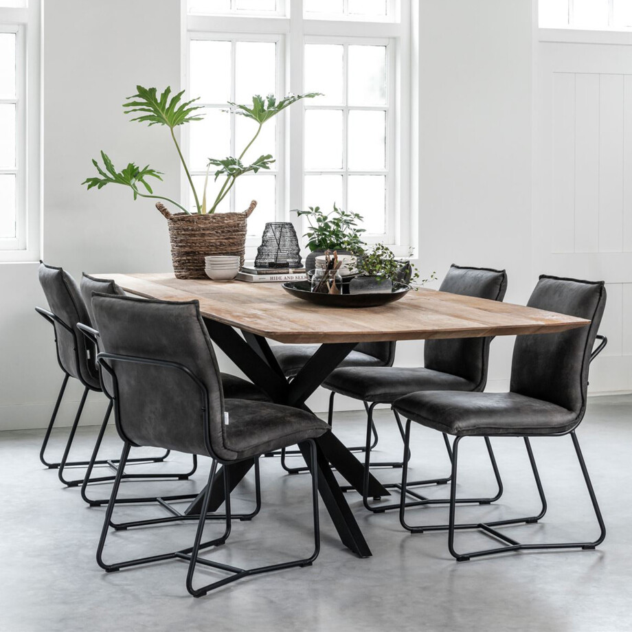 DTP Home Eettafel 'Curves' Teakhout, 210 x 100cm, kleur Naturel afbeelding 1