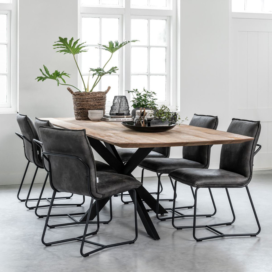 DTP Home Eettafel 'Curves' Teakhout, 210 x 100cm, kleur Naturel afbeelding 1