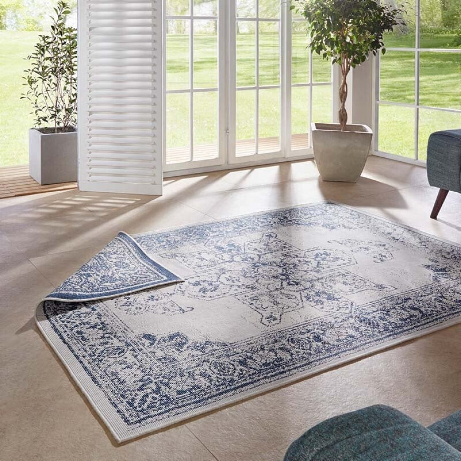 Dubbelzijdig Buitenkleed Borbon - Blauw 150x80cm - - Dekbed-Discounter.nl Dubbelzijdig Buitenkleed Borbon - Blauw 150x80cm - - Dekbed-Discounter.nl afbeelding