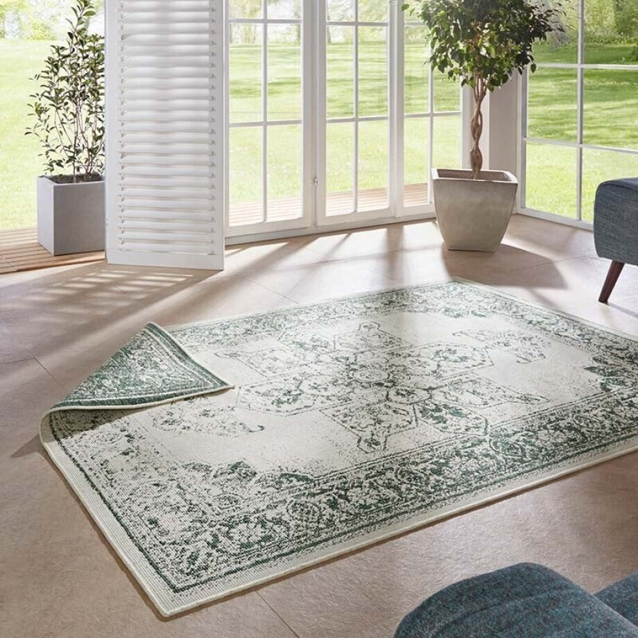 Dubbelzijdig Buitenkleed Borbon - Groen 150x80cm - Polypropyleen - Dekbed-Discounter.nl Dubbelzijdig Buitenkleed Borbon - Groen 150x80cm - Polypropyleen - Dekbed-Discounter.nl afbeelding 1