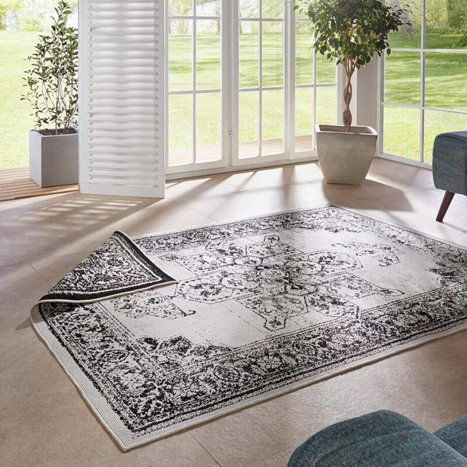 Dubbelzijdig Buitenkleed Borbon - Zwart 150x80cm - Polypropyleen - Dekbed-Discounter.nl afbeelding 