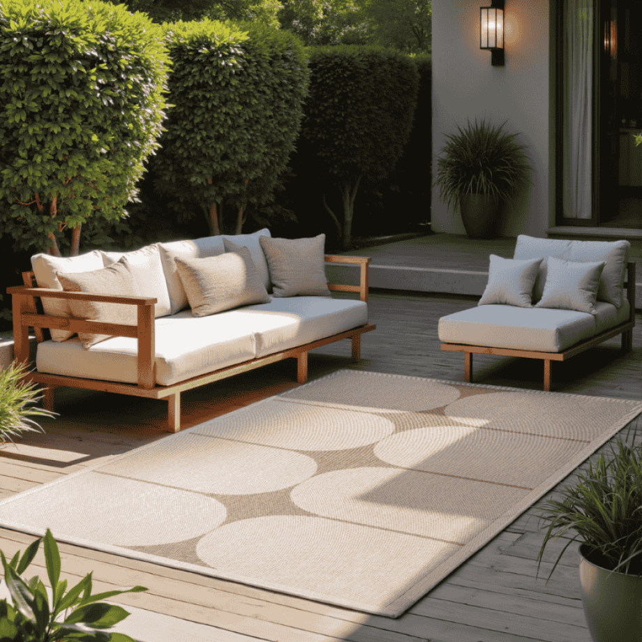 Dubbelzijdig Buitenkleed Bowen - Creme Beige 290x200cm - Polypropyleen - Dekbed-Discounter.nl afbeelding 1