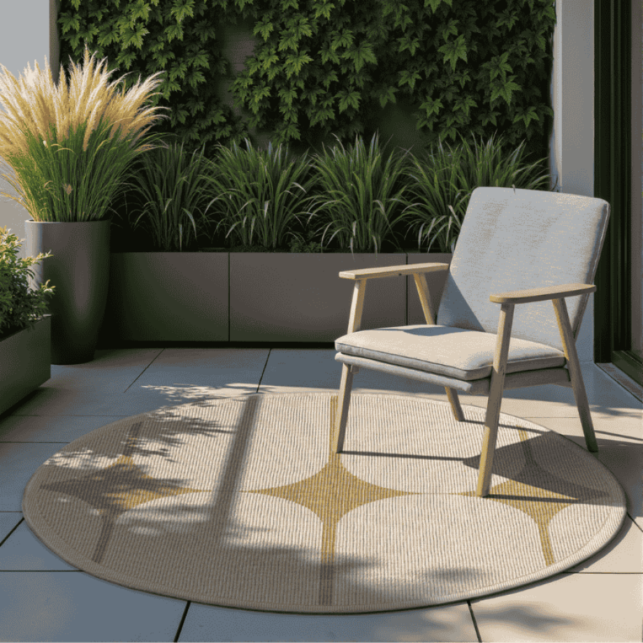 Dubbelzijdig Buitenkleed Bowen Rond - Creme Beige Xcm - - Dekbed-Discounter.nl afbeelding 