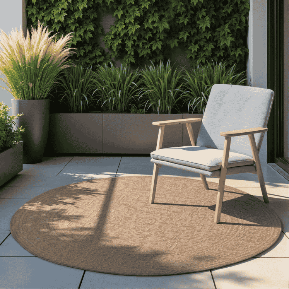 Dubbelzijdig Buitenkleed Kona Rond - Beige Xcm - - Dekbed-Discounter.nl Dubbelzijdig Buitenkleed Kona Rond - Beige Xcm - - Dekbed-Discounter.nl afbeelding