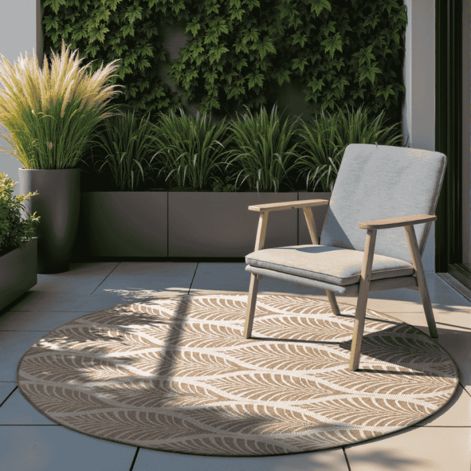 Dubbelzijdig Buitenkleed Liora Rond - Beige Xcm - - Dekbed-Discounter.nl Dubbelzijdig Buitenkleed Liora Rond - Beige Xcm - - Dekbed-Discounter.nl afbeelding