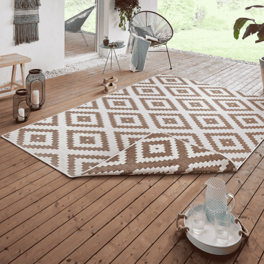 Dubbelzijdig Buitenkleed Malta - Beige Creme 150x80cm - - Dekbed-Discounter.nl afbeelding 