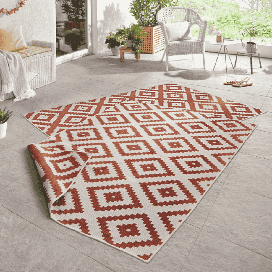 Dubbelzijdig Buitenkleed Malta - Terra Creme 150x80cm - - Dekbed-Discounter.nl afbeelding 