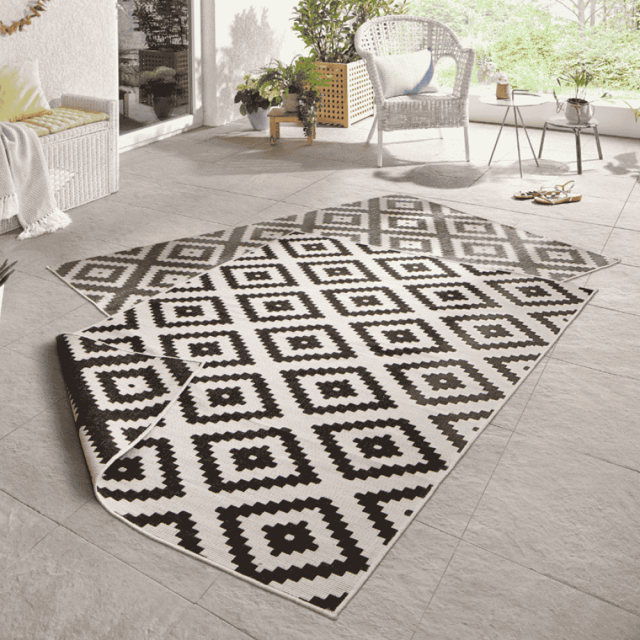 Dubbelzijdig Buitenkleed Malta - Zwart Creme 150x80cm - - Dekbed-Discounter.nl Dubbelzijdig Buitenkleed Malta - Zwart Creme 150x80cm - - Dekbed-Discounter.nl afbeelding