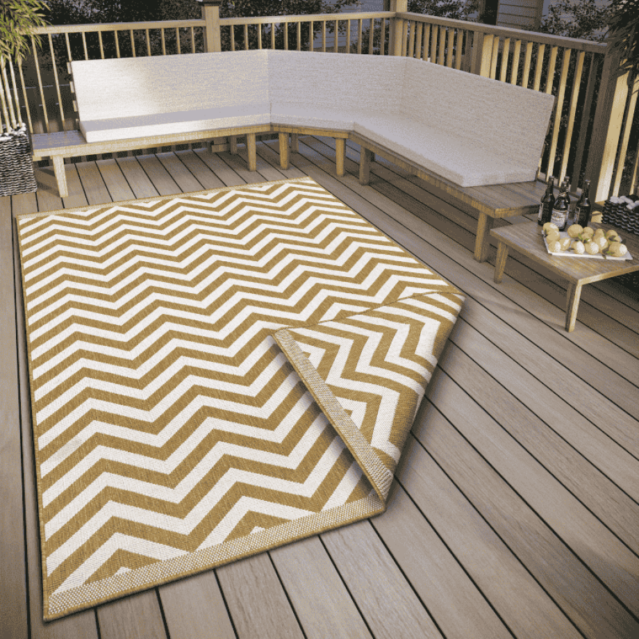Dubbelzijdig Buitenkleed Palma - Beige Wit 150x80cm - - Dekbed-Discounter.nl afbeelding 
