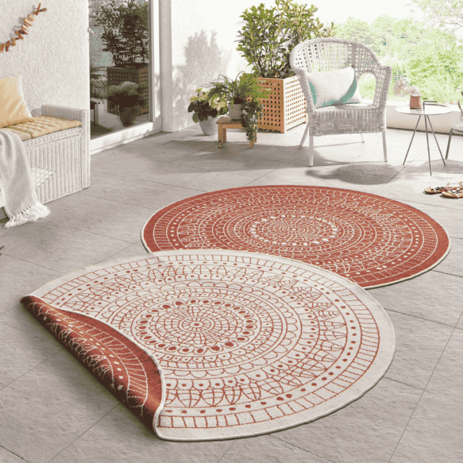 Dubbelzijdig Buitenkleed Porto Rond - Terra Creme Xcm - - Dekbed-Discounter.nl Dubbelzijdig Buitenkleed Porto Rond - Terra Creme Xcm - - Dekbed-Discounter.nl afbeelding