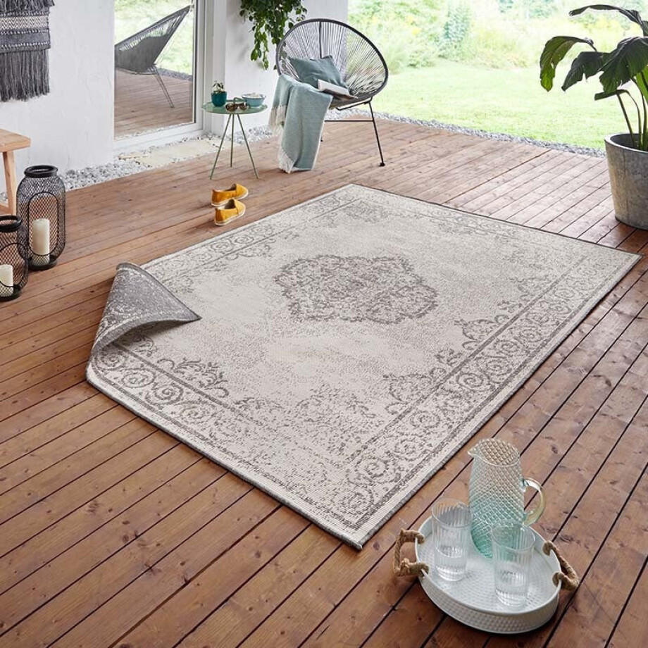 Dubbelzijdig Buitenkleed Triomphe Grijs Crème 200x290 Cm Laagpolig NORTHRUGS - Dekbed-Discounter.nl afbeelding 1