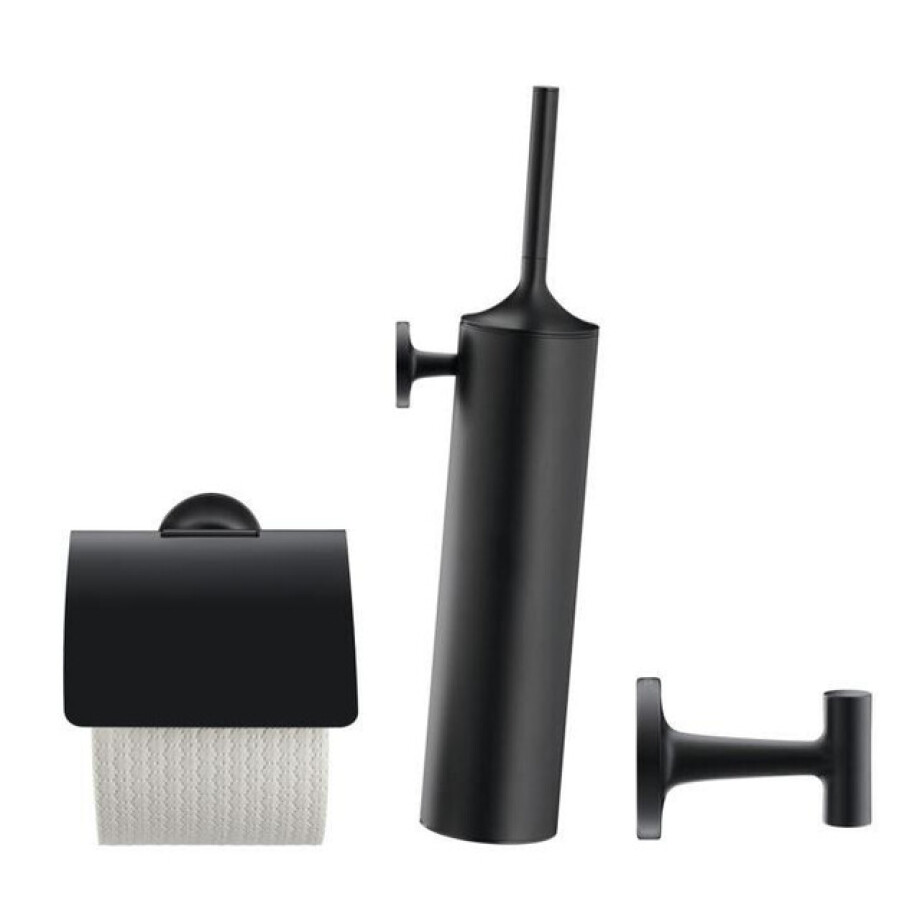 Duravit Starck T Toiletset - toiletrolhouder - borstelgarnituur - handoekhaak - zwart sw297067/sw297081/sw297091/ afbeelding 1