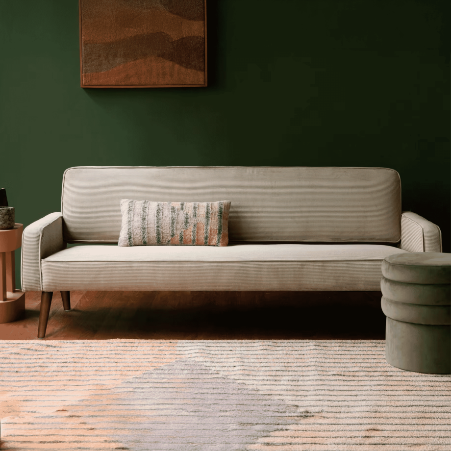 Dutchbone 3-zits Bank 'Preston' Rib, kleur Beige Dutchbone 3-zits Bank 'Preston' Rib, kleur Beige afbeelding 1