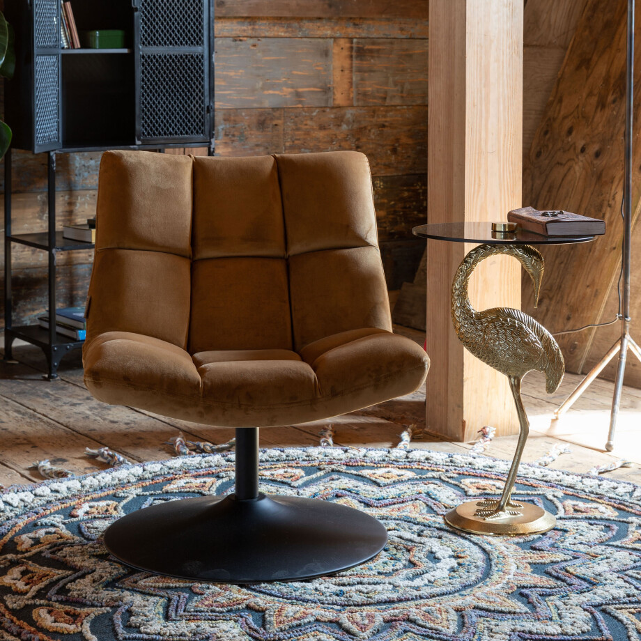 Dutchbone Fauteuil 'Bar' Velvet, kleur Goud afbeelding 1