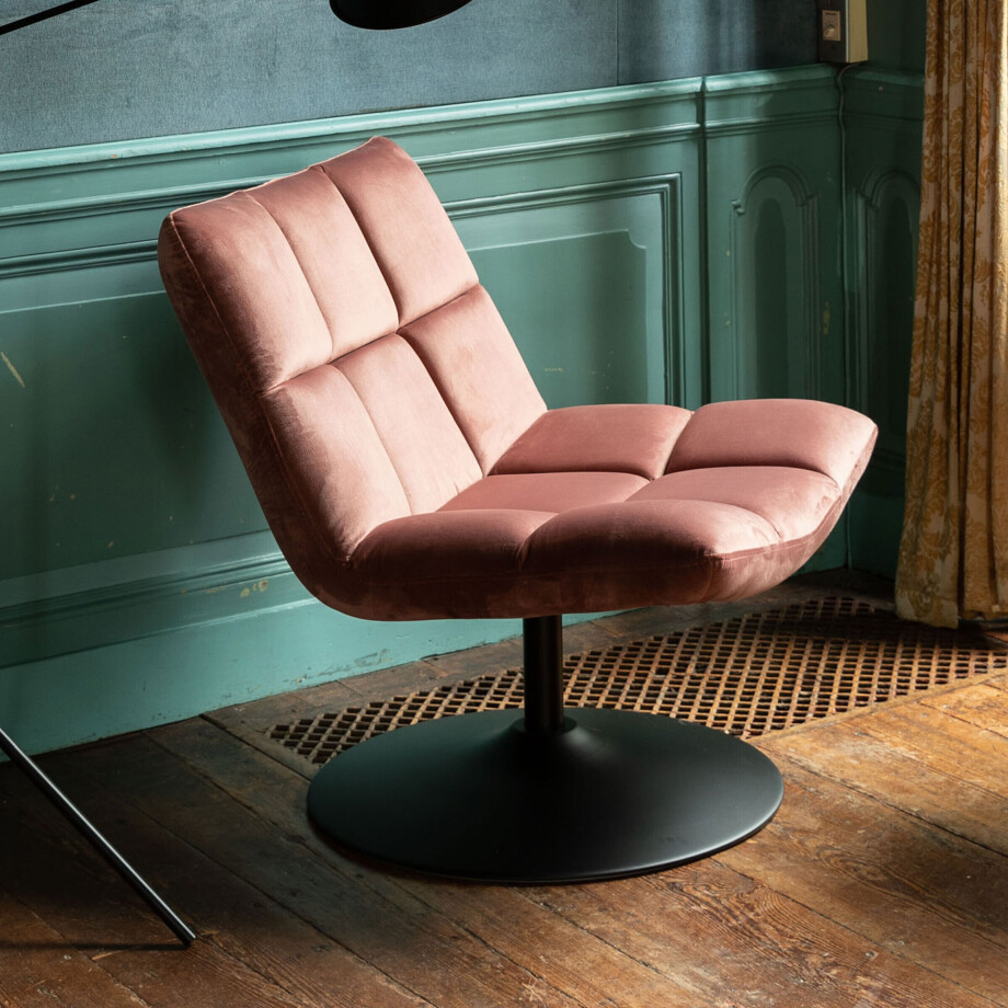 Dutchbone Fauteuil 'Bar' Velvet, kleur Roze afbeelding 1
