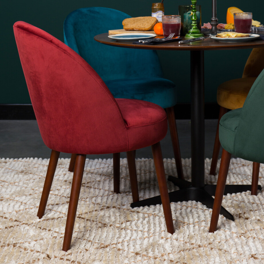 Dutchbone Eetkamerstoel 'Barbara' Velvet, kleur Rood Dutchbone Eetkamerstoel 'Barbara' Velvet, kleur Rood afbeelding 1