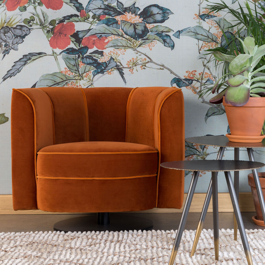 Dutchbone Draaibare Fauteuil 'Flower', kleur Oranje afbeelding 1