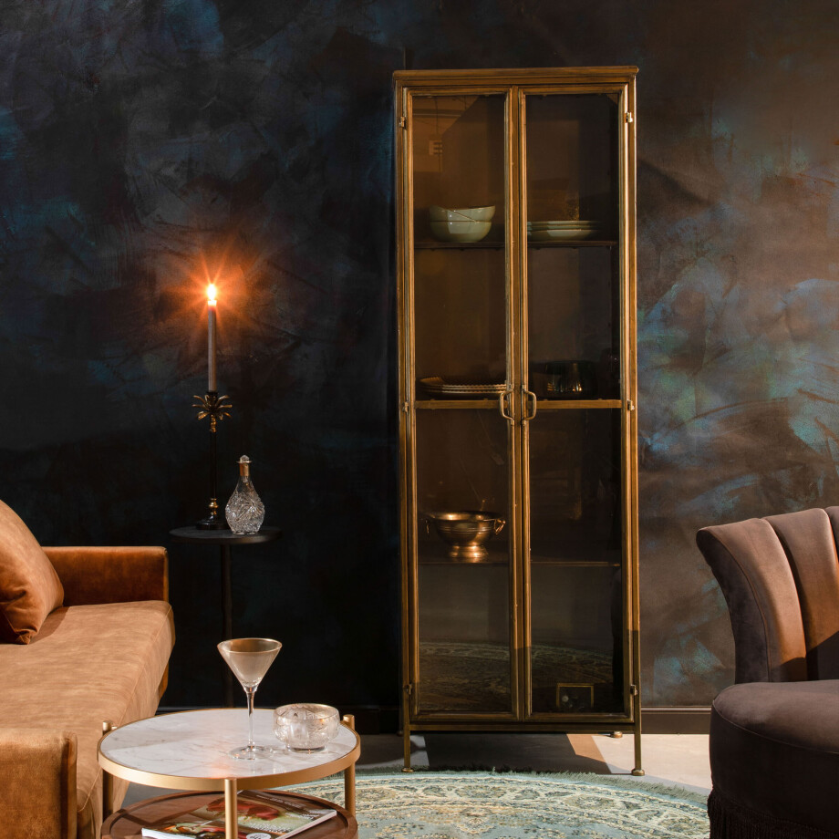 Dutchbone Vitrinekast 'Gertlush' Antique Brass, 184 x 63.5cm Dutchbone Vitrinekast 'Gertlush' Antique Brass, 184 x 63.5cm afbeelding 1