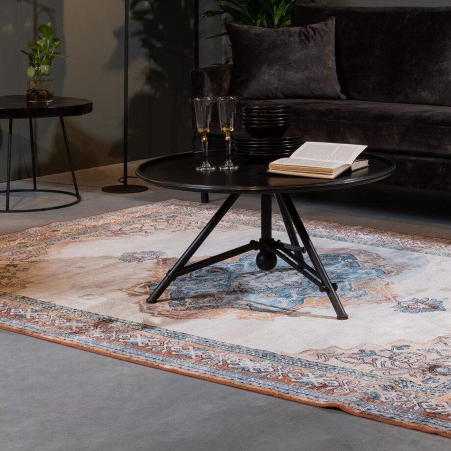 Dutchbone Vloerkleed 'Mahal' 200 x 300cm, kleur Blue/Brick afbeelding 1