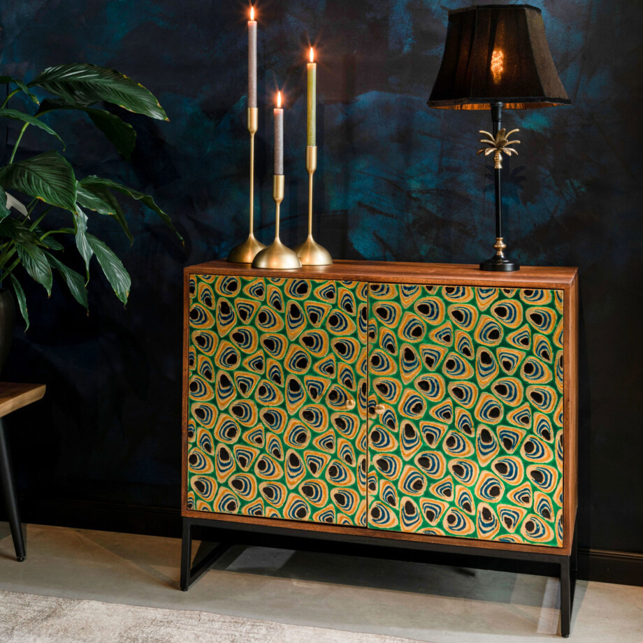 Dutchbone Opbergkast 'Meena' Mangohout, 80 x 95cm afbeelding 1