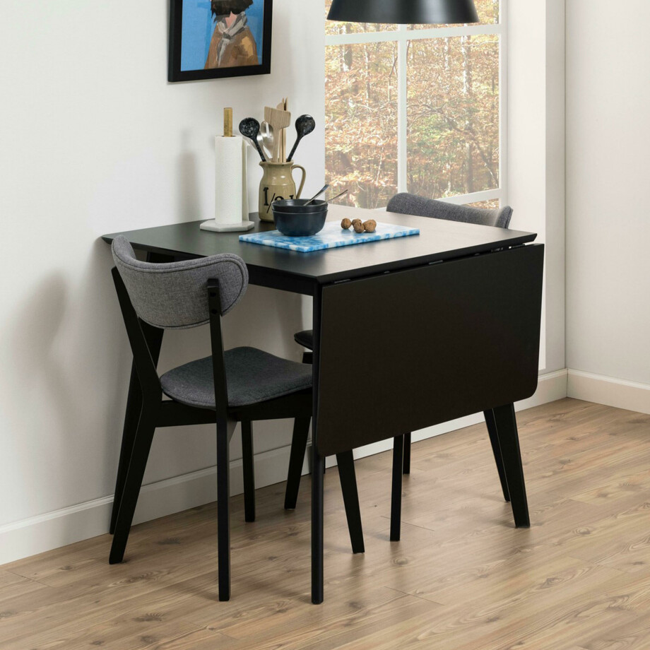 Bendt Uitschuifbare Eettafel 'Torkil' 80-120 x 80cm, kleur Zwart afbeelding 1