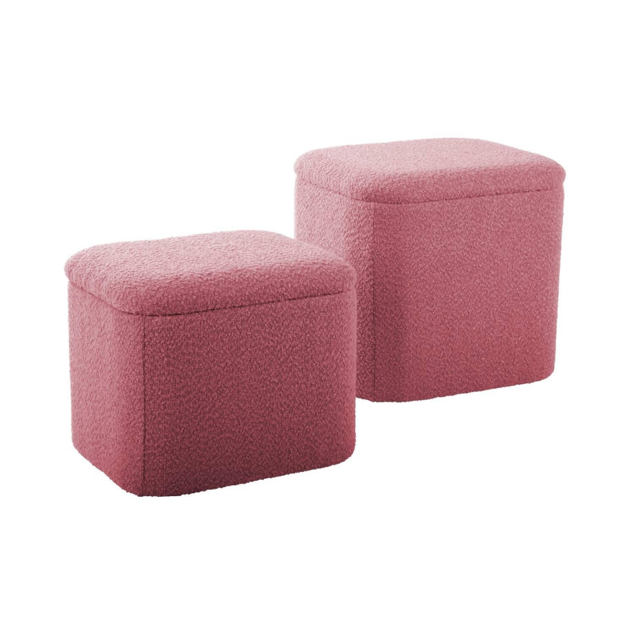 Set van 2 poefs Ada bouclé met opbergvak | LEITMOTIV afbeelding 1