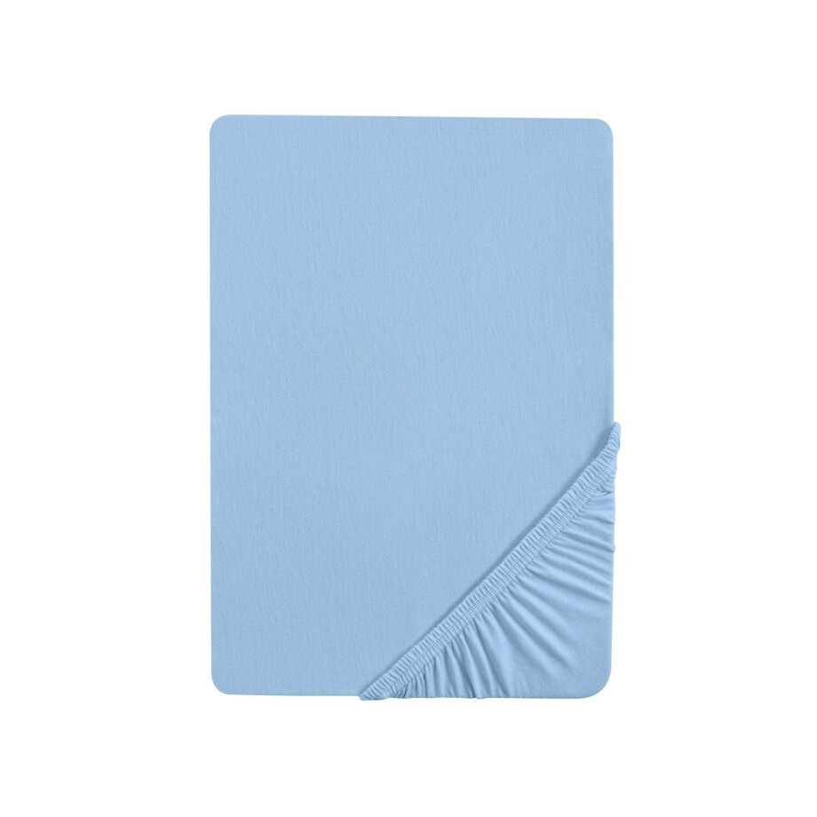Biberna Jersey hoeslaken (Ijsblauw, 180-200 x 200 cm) afbeelding 1