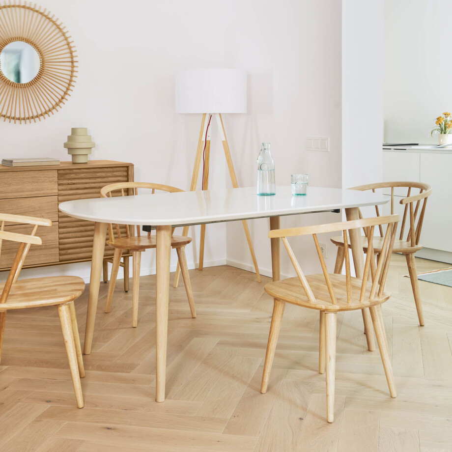Kave Home Uitschuifbare Ovale Eettafel 'Oqui' 160 - 260 x 100cm, kleur Wit Kave Home Uitschuifbare Ovale Eettafel 'Oqui' 160 - 260 x 100cm, kleur Wit afbeelding 1