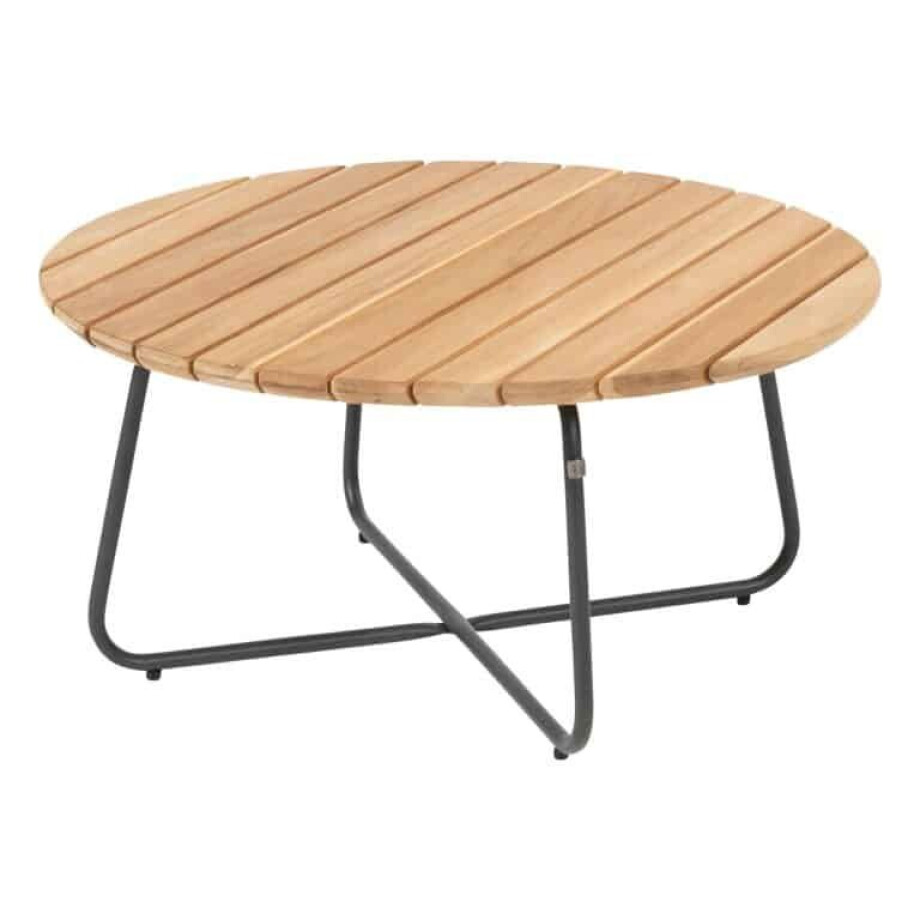 Salontafel 4 Seasons Outdoor Verdi Teak-Antraciet Frame 73 cm Rond afbeelding 
