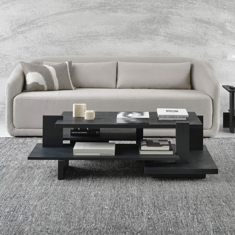 Ethnicraft Salontafel 'Abstract' Gevernist Teakhout, 140 x 85cm, kleur Zwart Ethnicraft Salontafel 'Abstract' Gevernist Teakhout, 140 x 85cm, kleur Zwart afbeelding 1