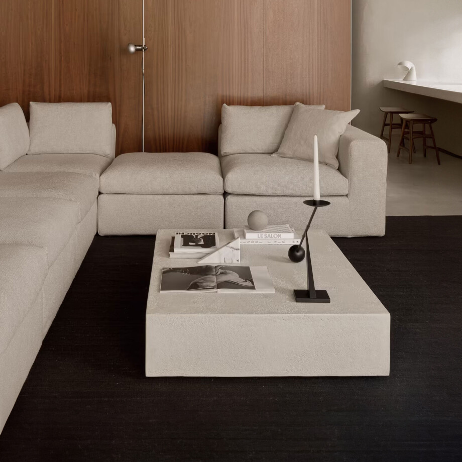Ethnicraft Salontafel 'Elements' Microcement, 120 x 90cm, kleur Off White afbeelding 1