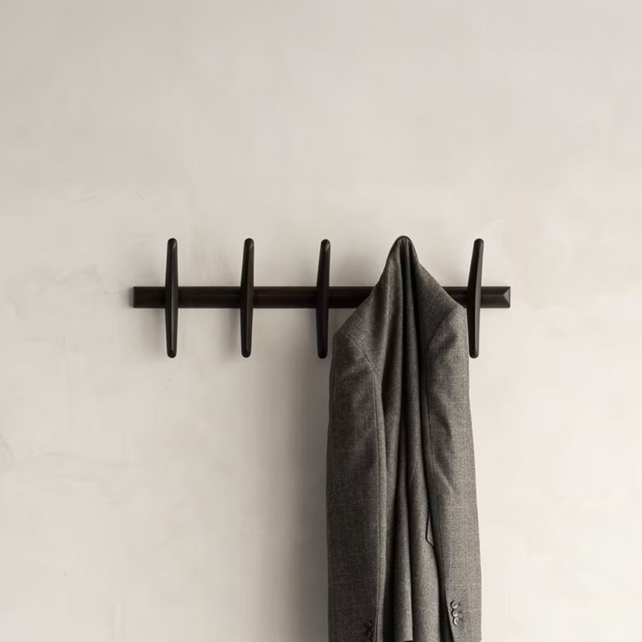 Ethnicraft Kapstok 'PI' Mahoniehout, Met 5 haken, kleur Donkerbruin afbeelding 1