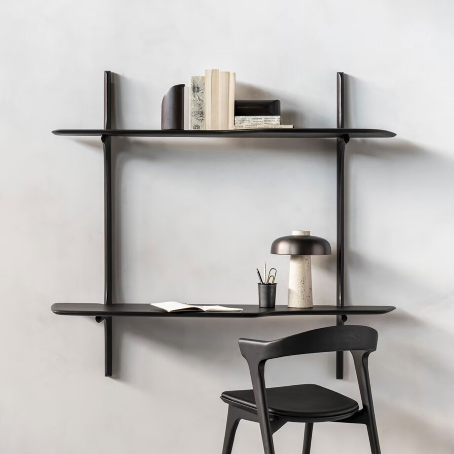 Ethnicraft Hangend Bureau 'PI' Gevernist Mahoniehout, 140 x 48cm Ethnicraft Hangend Bureau 'PI' Gevernist Mahoniehout, 140 x 48cm afbeelding 1