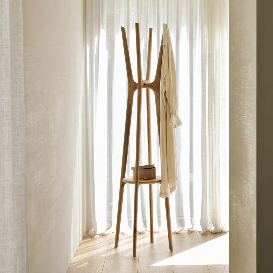 Ethnicraft Staande Kapstok 'PI' Eikenhout, kleur Naturel afbeelding 1