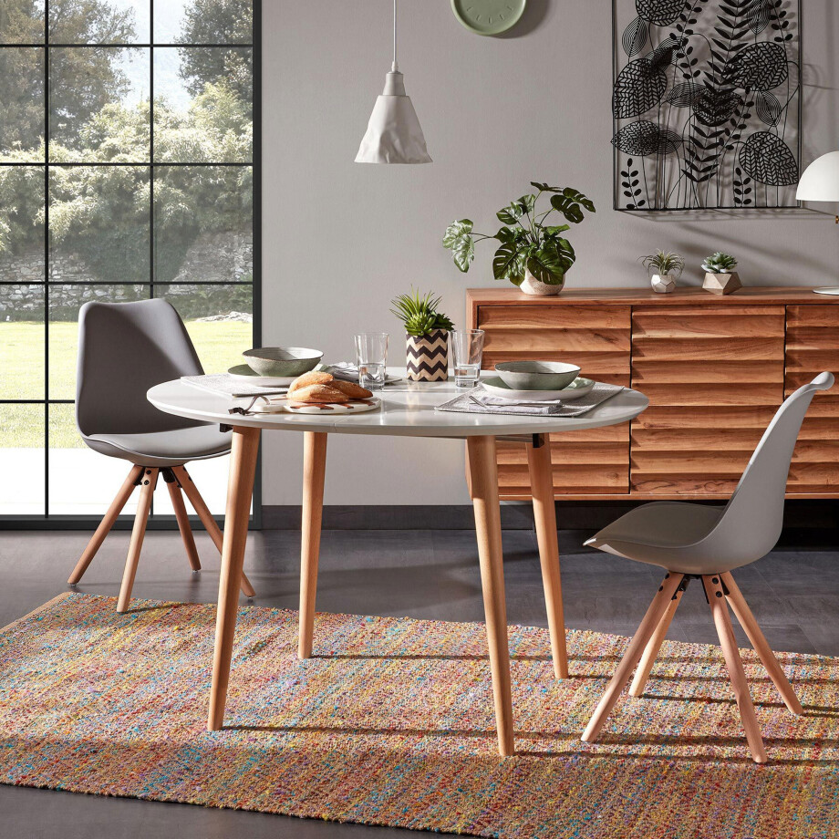 Kave Home Uitschuifbare Ovale Eettafel 'Oqui' 120 - 200 x 90cm, kleur Wit afbeelding 1