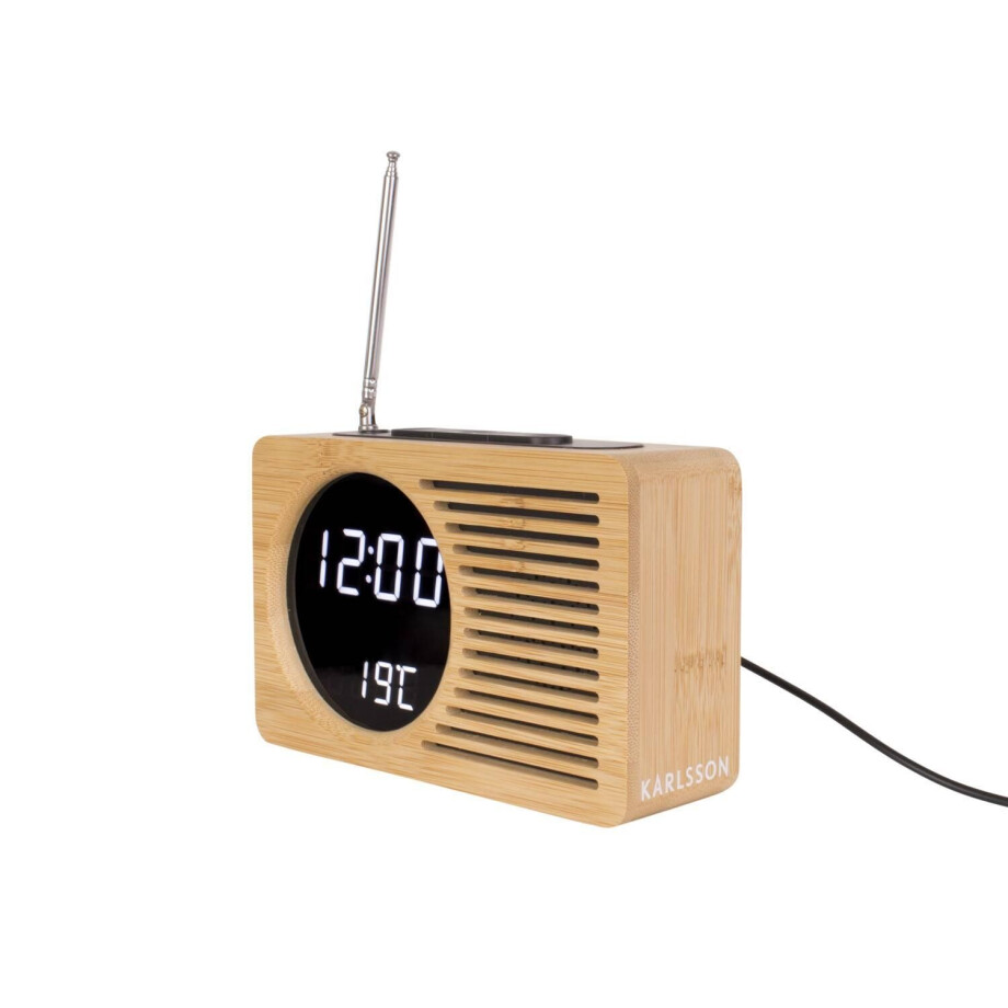 Alarmklok Retro Radio bamboe | KARLSSON afbeelding 1